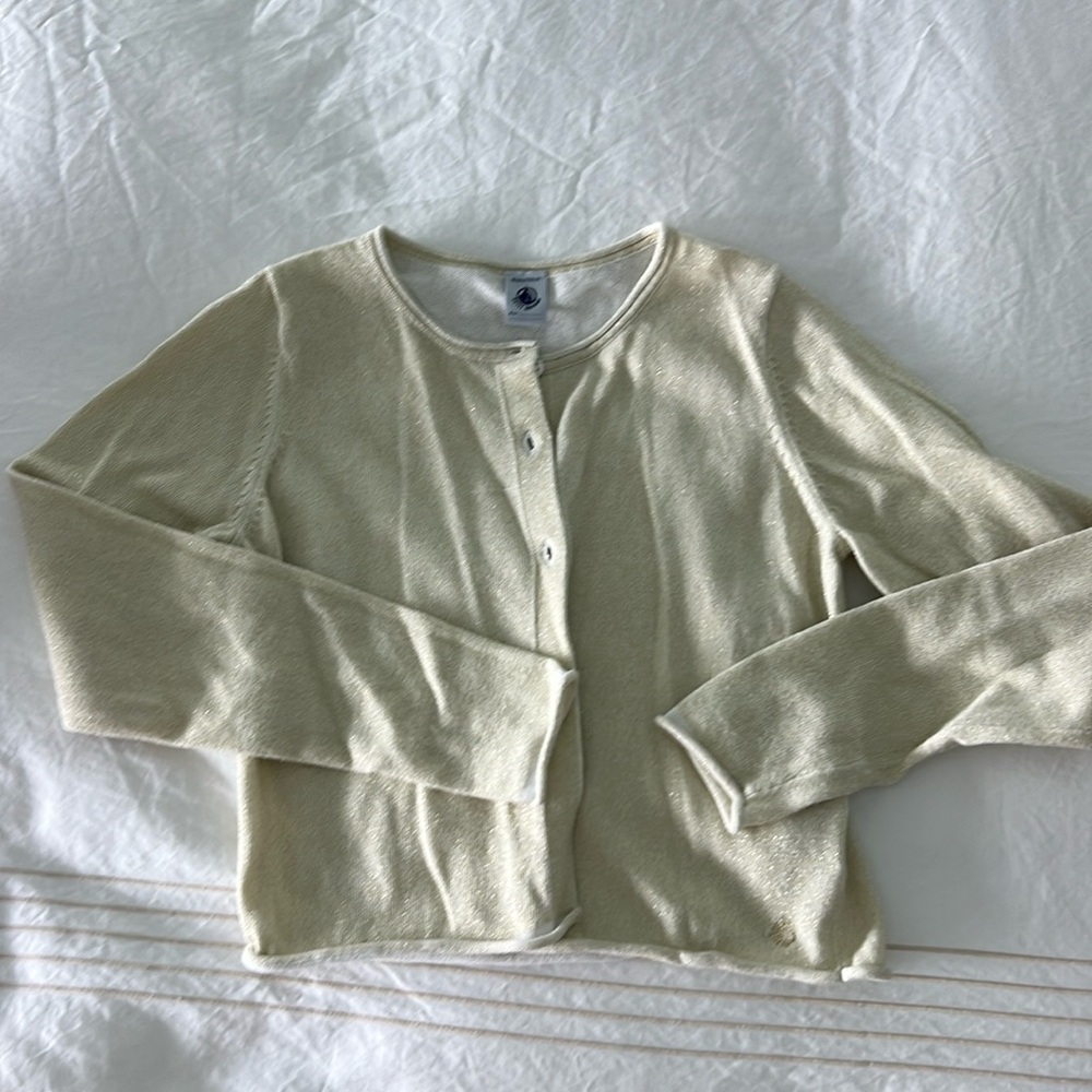 Gold luxe cardigan from Petit Bateau